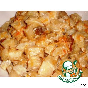 Рецепт: Картофель с белыми грибами в горшочках.